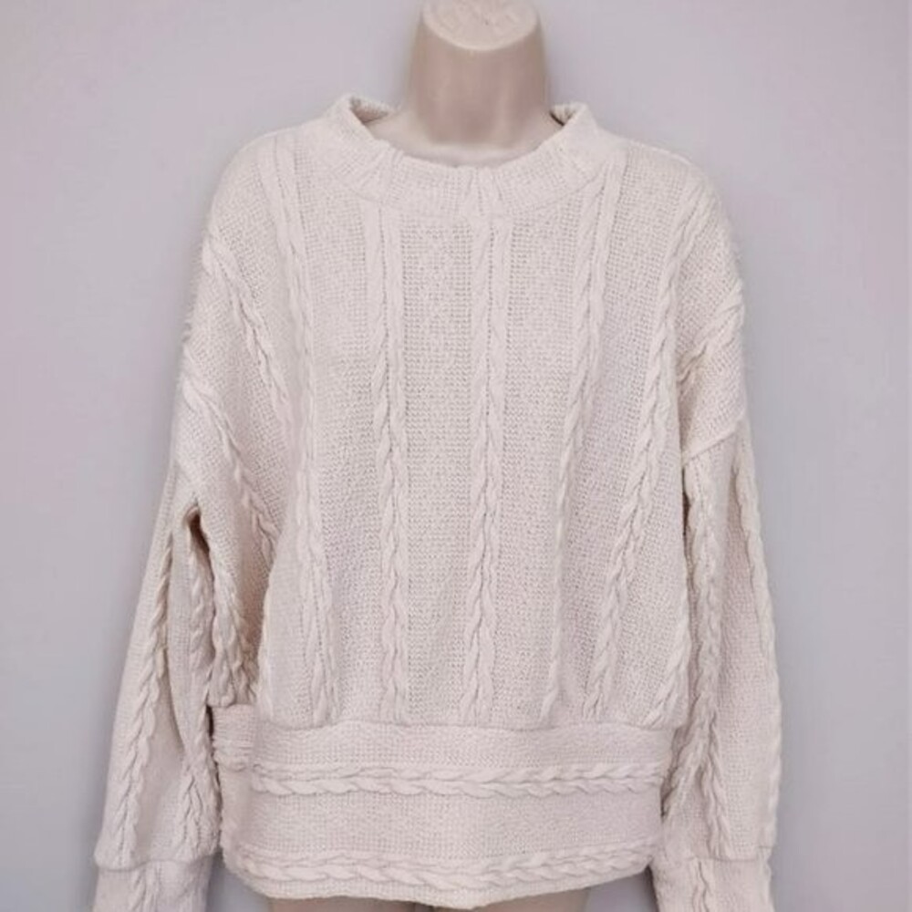 Secret Charm Cable Knit Boxy Oversized Pullover Top